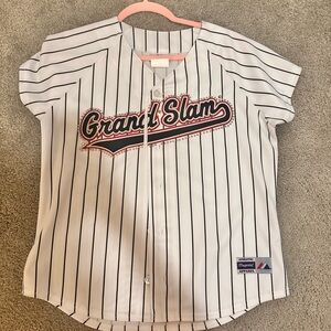 Majestic Kids Grand Slam Jersey - White with Black Stripes